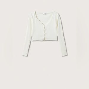 NWT MANGO CROPPED BUTTON RIBBED CARDIGAN
